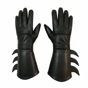 Superhero-Style Black Leather Gloves – Premium Soft Costume Gloves
