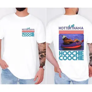 [100% Cotton] Unisex🤠 Hotter Than A Hoochie Coochie Graphic Tee 90s Country Music Shirt Soft Breathable Casual Streetwear Vintage Band T-Shirt Trendy Retro Summer Outfit Fun Statement Top Fits