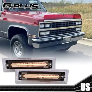 Fit For 81-91 Chevrolet C10 C20 C30 GMC LED Front Side Marker Light White Lens Side Lights G-PLUS