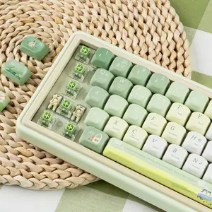132 Keys Spring Green PBT Keycaps Dye Sublimation Cute XOA Profile Custom Keycap Set for Cherry Gateron MX Switches Mechanical Gaming Keyboard