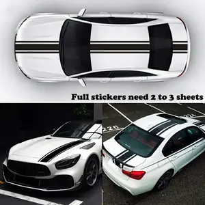 1PC   49 * 8.7 Inch Cover Striped Car Sticker  Waterproof and Sun Protection Durable  Suitable for Car Hood  Truck SUV Body Modification Racing Style Decorative Latte  Multi-color Optional  Vehicle External Accessories