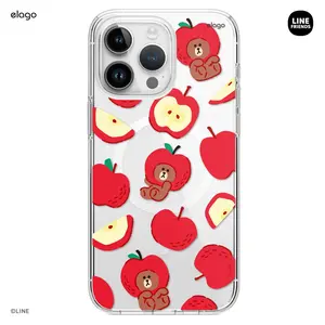 LINE FRIENDS | elago B&F Fruit Shop MagSafe Hybrid Case for iPhone 15 Pro Max - Shockproof Protective Smartphone Cover Accessory [3 Styles]