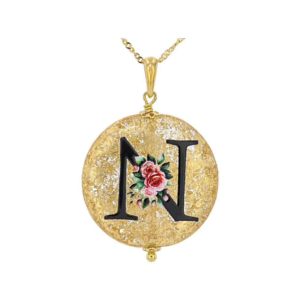 JTV Murano Glass Initial "N" Pendant with 18" Chain