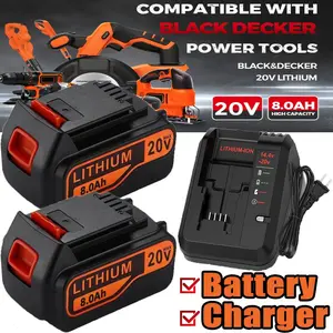 20V 8.0Ah MAX Lithium-ion Battery for Black and Decker 20 Volt LBXR20 / Charger