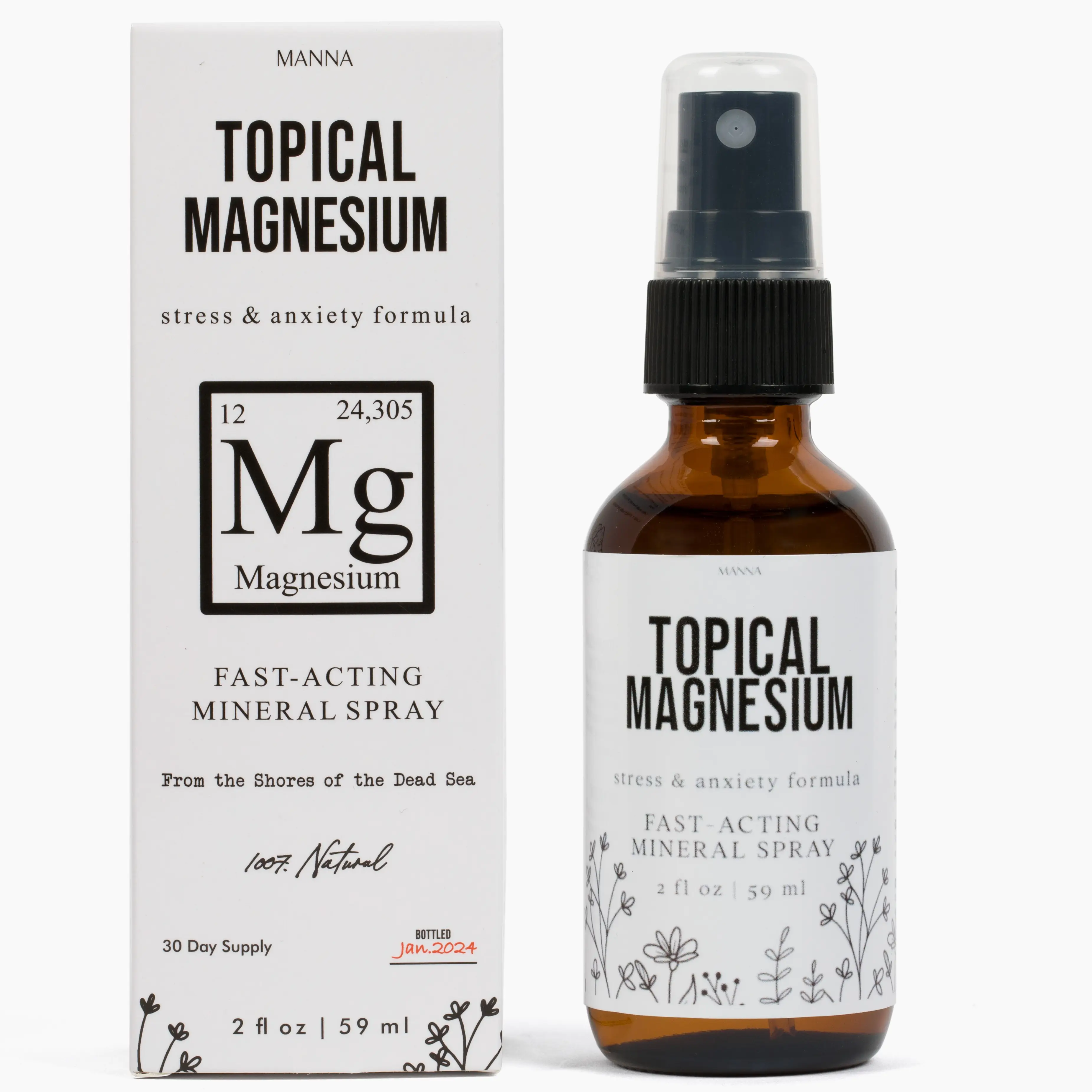 Magnesium Topical Oil Spray with L-Theanine & Aloe Vera for Relaxation, Body Care, Hormone Balance, Cortisol Reduction, and Immune Support, Magnesium