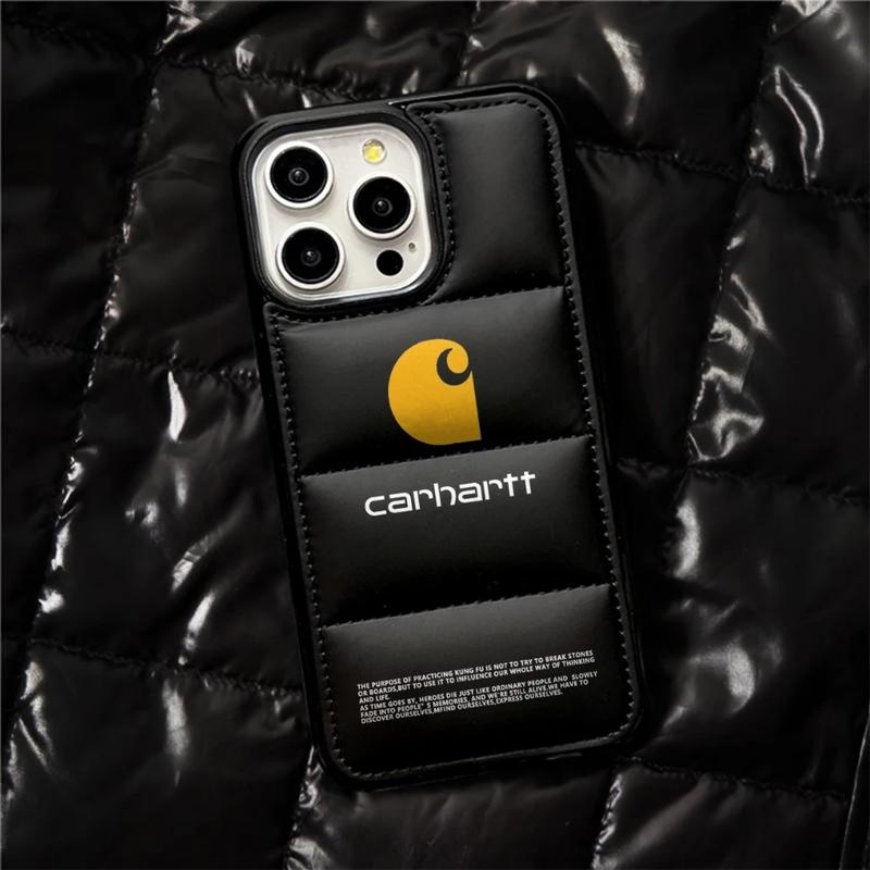 Carhartt Trend Down Jacket Style Phone Case – Shockproof Protective Cover for iPhone 11–16 Pro Max, Stylish Anti-Drop Back Case