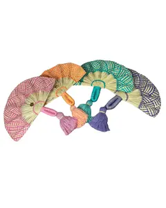 HANDMADE IRACA PALM FANS WITH TASSEL