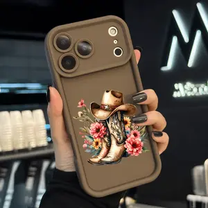 Western Boot Case for iPhone 17 Air 16 15 14 Pro Max 13 12 11 XR XS E Plus Pattern Silicone TPU Lens Protective Rugged Durable Soft Cover