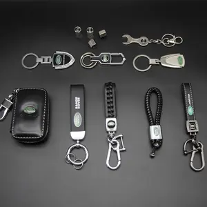 Land Rover Leather Car Logo Keychain, Handmade Woven Key Ring, Faux Fur Key Holder, Rhinestone Key Chain, Universal Practical Key Accessory
