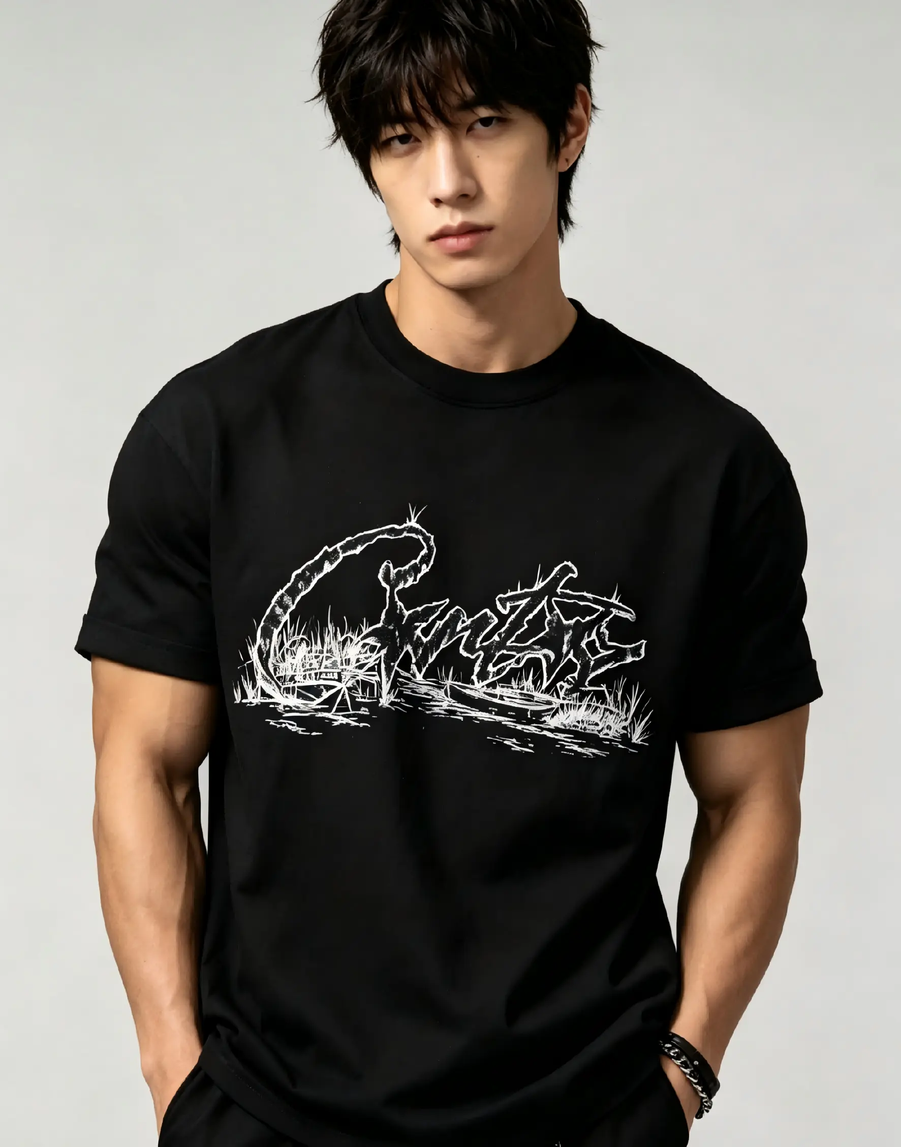 Cortiez Sniper Tee Black,Y2K Streetwear Unisex Short Sleeve Cotton Tee,Vintage Luxury Urban Fashion Casual Crewneck Top