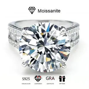 D Color 10 Carat Moissanite Ring for Women S925 Sterling Silver Plated with 950 White Gold Ultra Luxurious Cluster Diamond Ring