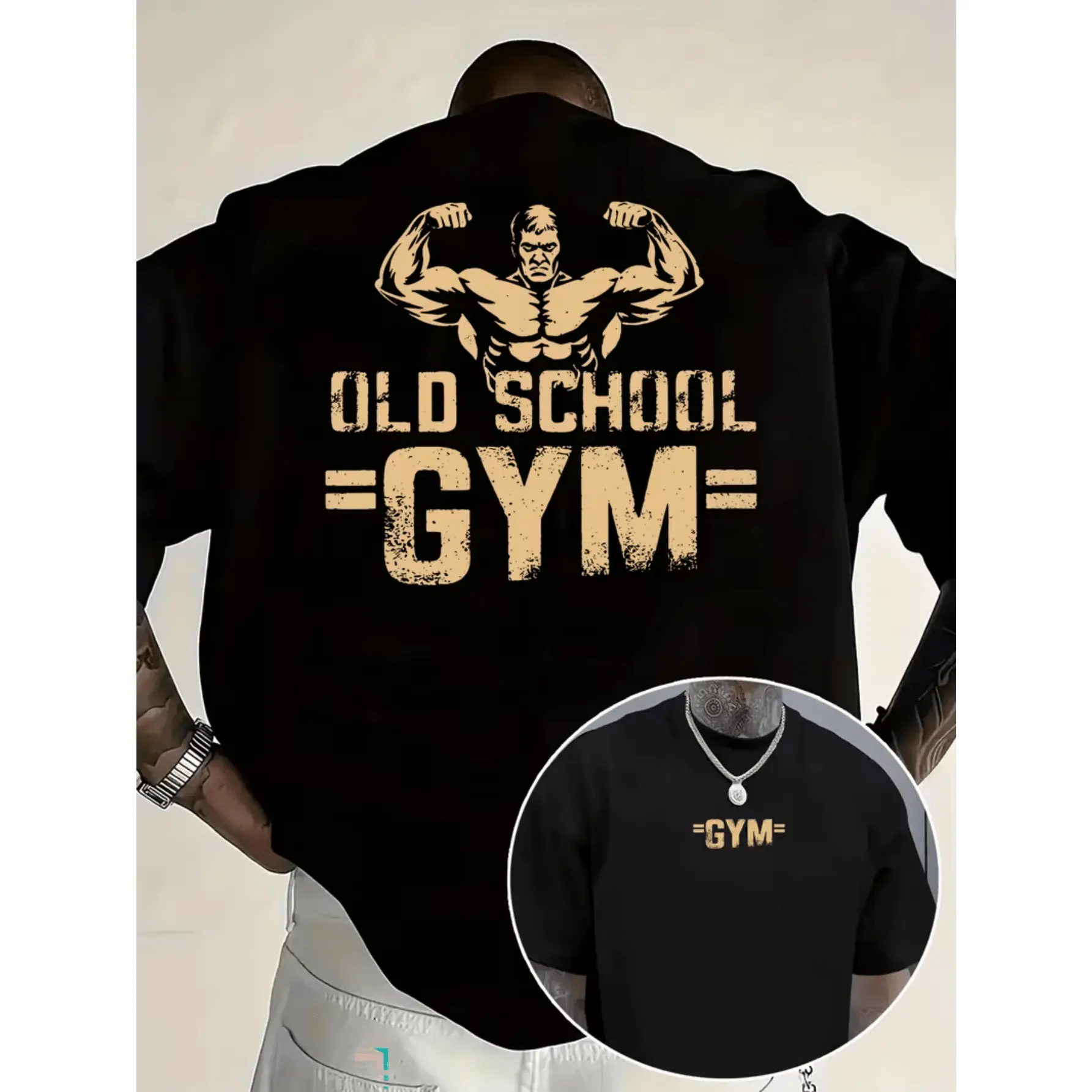 Men's Vintage Gym T-Shirt - Old School Weightlifting & Bodybuilding Graphic, Soft Breathable 100% cotton, Retro Workout Tee for Summer Fitness Center & Casual Wear, Crew Neck Short Sleeve Shirt