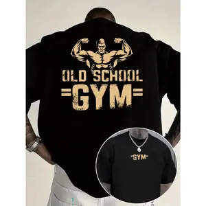 Men's Vintage Gym T-Shirt - Old School Weightlifting & Bodybuilding Graphic, Soft Breathable 100% cotton, Retro Workout Tee for Summer Fitness Center & Casual Wear, Crew Neck Short Sleeve Shirt