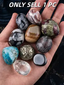 3pcs Genuine Natural Moonstone/Pyrite/Clear Quartz/Apatite Tumble Stone -Stunning Blue Glow Stone, Bohemian Polished for Jewelry Making, Aquarium & Table Decor, Holiday Gift (Color Variability & Inclusions), Desktop Decoration - Unique Irregular Shape.
