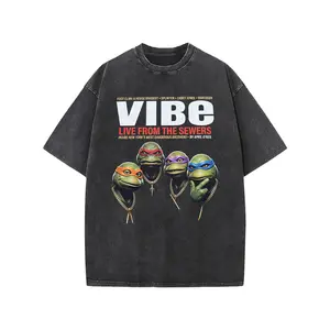 Retro Teenage Mutant Ninja Turtles "Hip-Hop Crew" Vintage Washed T-Shirt, TMNT Urban Vibe Graphic Tee, Oversized Heavyweight Cotton Unisex Streetwear Top, Ideal Gift for TMNT Fans & 90s Nostalgic Wear