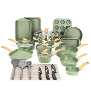 Sophia & William 30 Pieces Cookware & Bakeware Set Safe Granite Non-stick Aluminum Pots and Pans