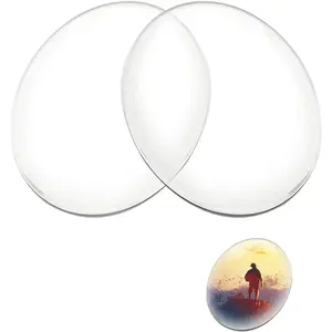 Enenes 30x40mm Glass Cabochons 50PCS Oval Clear Flat Cabochon Tiles for Jewelry Making, Pendants, Crafts, DIY Art