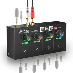 socodox 4/8-Channel Headphone Amplifier 3.5mm/6.35mm/RCA Jacks, Metal Compact Headphone Mixer with 8/16 Headphone Output Port, Stereo Switch, Mute Function, RGB Light, 5.5x2.76x1.2 inch fathersdaygiftideas