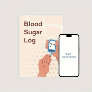 Blood Sugar Record Journal, Daily Glucose and Medication Tracking Notebook, Health Diary, A5 Size (8.6x5.9 Inches), Diabetes Management