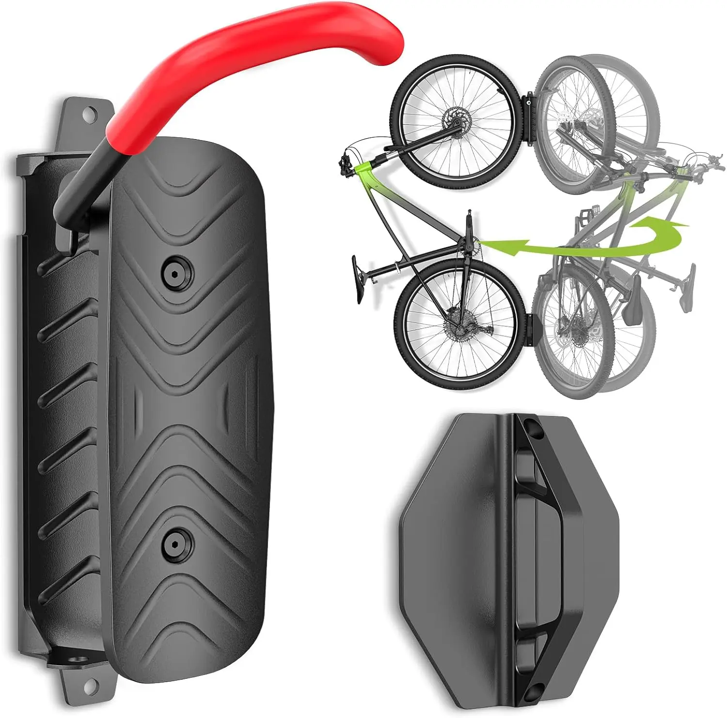 Moko Swivel Bike Wall Mount [1 Pack], 150° Swivel Holds up to 66lbs Vertical Bike Rack Wall Hanger, Bike Hangers for Garage, Mountain Bike Wall Mounts, Bicyckle Storage Rack for Garage