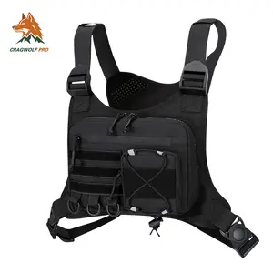 CragWolf Pro Tactical Chest Bag for Men Women - Running Vest Phone Holder & Workout Chest Rig, Adjustable Hands-Free EDC Pouch for Gym, Hiking, Cycling,SKI,chest pack,chest rig, Water Resistant Chest Running Bag, Men's Resistant Running Chest Bag