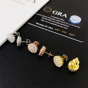 [ICE HUE]18K Gold Plated S925 with 5A+ Sri Lanka Moissanite Simple Stud Earrings, Luxury Classic Jewelry for Men & Women, Daily Casual Wear, Gift Idea