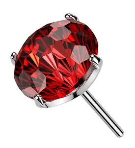 Red CZ Fireworks Cut Titanium Threadless Top
