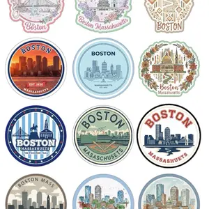 Boston-Inspired Stickers - Durable Vinyl for Water Bottles Laptops Journals Travel Scrapbooks - Perfect Souvenir for Boston Lovers Travelers Students 2 inches