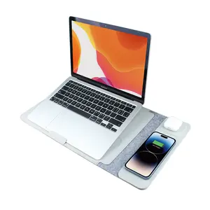 Mouse pad multi-functional three-in-one mobile phone 15W magnetic wireless charger laptop stand computer inner bag