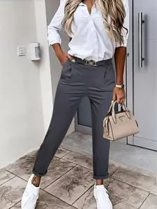 Stylish Women's Work Pants for Office and Casual Outings, Comfortable Versatile Trousers for Everyday Use