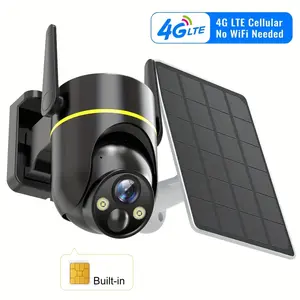 No WiFi Needed Security Camera 4MP 4G LTE Cellular Solar Security Cameras Wireless Outdoor , No Internet Needed,No WiFi 360° Solar Powered Camera w/SD Card SIM Card,Color Night Vision, AI Detection, 2 Way Talk for Jobsite,stable