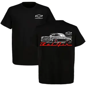 Bel Air Chevy Muscle Car 2-Sided T-Shirt, 57 Chevy Graphic Tee, Men Cotton Short Sleeve 90s Style Streetwear, Gift For Men
