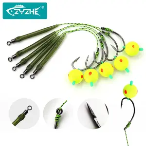 5-Piece Carp Fishing Set with Floats, Size 2#, 4#, 6#, 8#, Ready-To-Use Single Hook Line Combo, Anti-Bottom Method Bait Holder, Fishing Gear Set