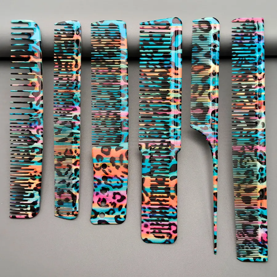 6pcs Hair Cutting Comb Set, Professional Styling Combs for Salons, Home Use Essential, Three Patterns Available, Easy to Use