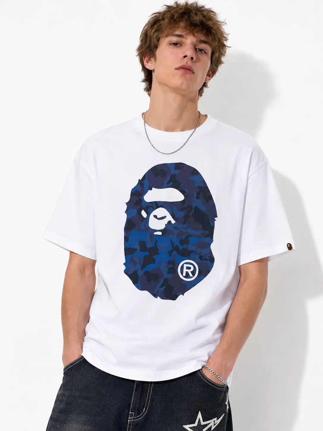 BAPE Color Camo Big Ape Head Tee White/Navy Men Or Women