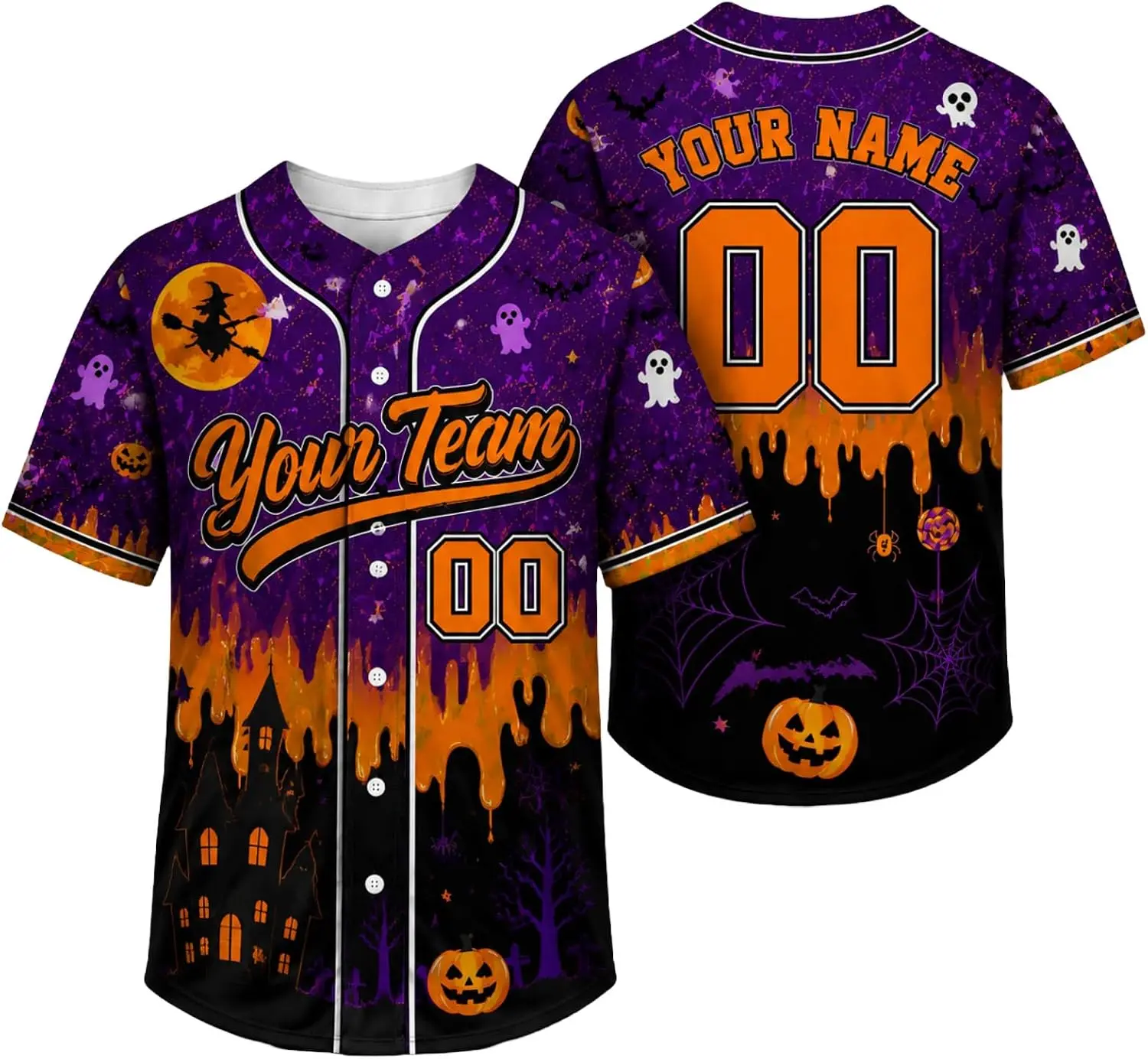 Halloween Custom Baseball Jersey - Gothic Skulls Themed, Moisture-Wick Polyester Mesh, Sublimated Print Male Wear Sports Uniform with Custom Name, Number, Logo (2026 Horror Style for Men, Women, Kids)