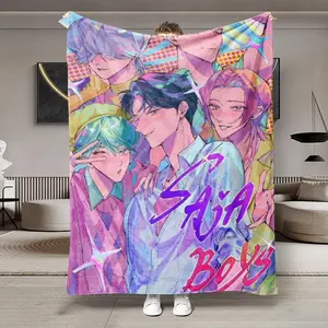 Trendy Idol Theme Flannel Throw Blanket, Large Size Soft Lightweight Warm, Perfect for Bed Sofa Office Camping Travel, Christmas Winter Gift