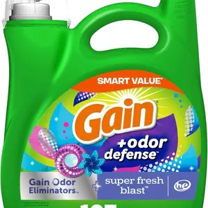 Gain + Odor Defense Liquid Laundry Detergent Super Fresh Blast Scent, HE Compatible, 107 Loads 154 fl oz, Gain Laundry Detergent, Liquid Laundry Detergent