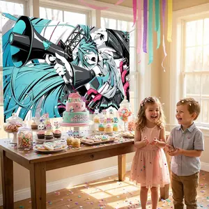 HHatsune Miku Flags European Simple Design Horizontal Banner | High-Density Knitted Polyester Fabric | All-Weather Durable for Indoor & Outdoor | Vivid Color Fastness