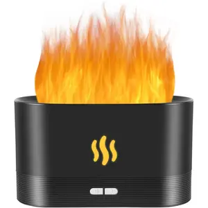 Flame Diffuser Humidifier-Auto Off 180ml Essential Oil Diffuser-2 Modes Brightness Aroma Humidifier with Fire Flame Effect for Home,Office,Spa,Gym (Black)