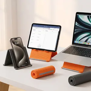 Flexible silicone aluminum phone holder, featuring a design that allows for bending, curling, deformation, and folding, with a universal adjustable anti-slip desktop mounting bracket. It is suitable for phones, tablets, laptops, and serves as a portable e