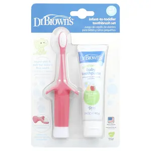 Dr. Brown's Infant to Toddler Toothbrush Set, 0-3 Years, Pink, Apple Pear, 2 Piece Set