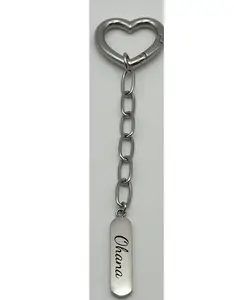 Personalized Paperclip Charm Keychain | Engraved Bar Keychain, Waterproof Stainless Steel, Interchangeable Charm Keychain