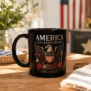 USA 250th Anniversary Mug 1776-2026, Patriotic Eagle Liberty Bell Ceramic Coffee Cup, Independence Day Gift