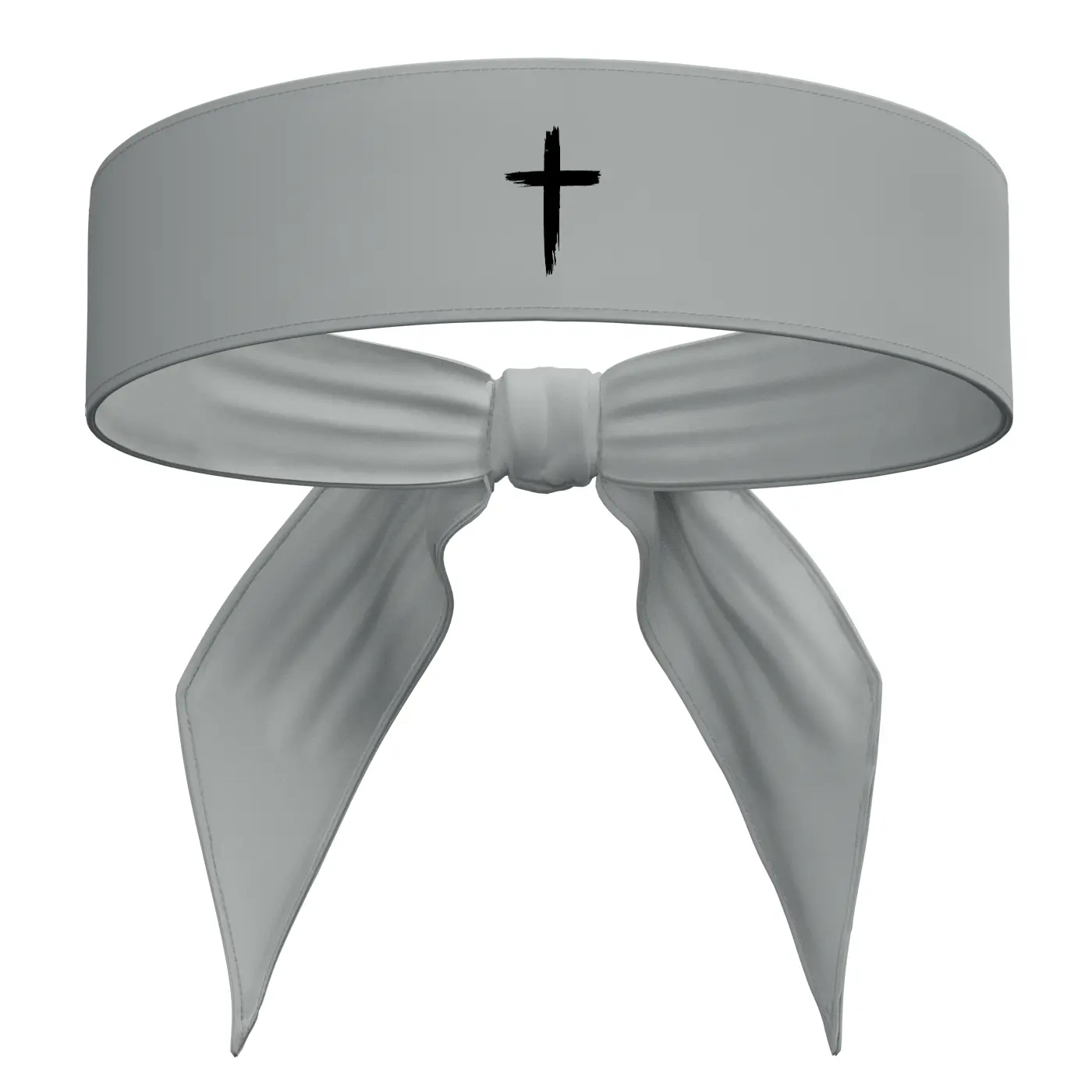Cross Sports Head Tie Headband Sweat Fitness Black White - Light Grey - Christian Jesus God Scripture Bible Verse Faith Inspirational Men's Women's Kids Sweatband Head Band Sweat Band