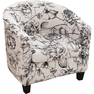 Club Chair Slipcover 2 count Stretch Barrel Chair Covers Printed Tub Chair Slipcovers Soft Accent Armchair Sofa Protector for Living Room( 14)