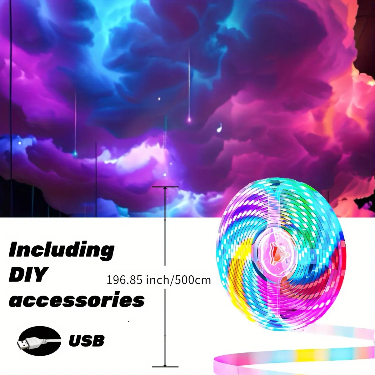 K-16.4ft Rhythm Party Cloud Lights-USB Powered, Wireless Enabled, Adjustable Brightness, Remote Control for Concerts and Events, Wall Lights and Ceiling Light, Music Events-33