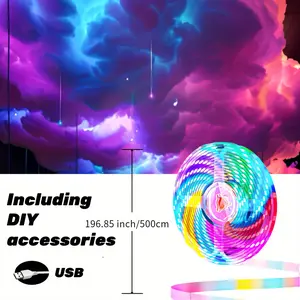 K-16.4ft Rhythm Party Cloud Lights-USB Powered, Wireless Enabled, Adjustable Brightness, Remote Control for Concerts and Events, Wall Lights and Ceiling Light, Music Events-33