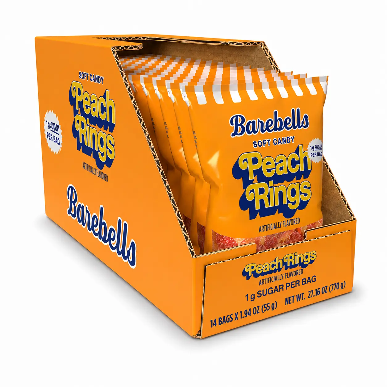 Barebells Swedish Candy Peach Rings Gummy Candy, 1g Sugar Per 55g Bag, 14 Count