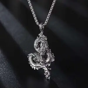 [Dragon Necklace] Dragon Pendant Personality Versatile Retro Fashion Unisex Birthday Gift Hip-Hop Style Domineering